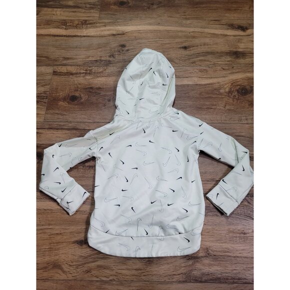 Nike Hoodie Youth Small Swoosh Print All Over Beige Off White Embroidered Logo - Picture 8 of 8